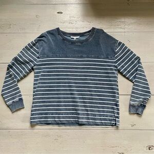 Jane and Delancey Navy and White Striped Long Sleeve Top, Vintage Wash, Size M